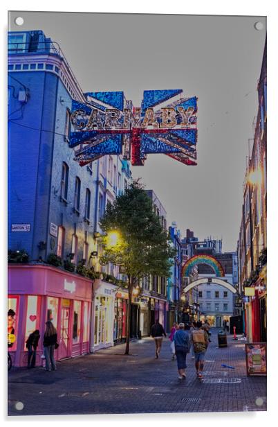 Colourful Carnaby Street Acrylic by Steve Painter
