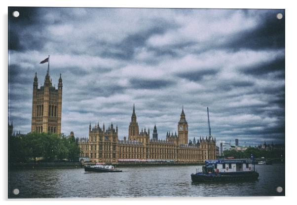 Vintage style Palace of Westminster Acrylic by Steve Painter