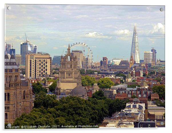 London skyline - a panorama from Kensington to Sou Acrylic by Elizabeth Chisholm