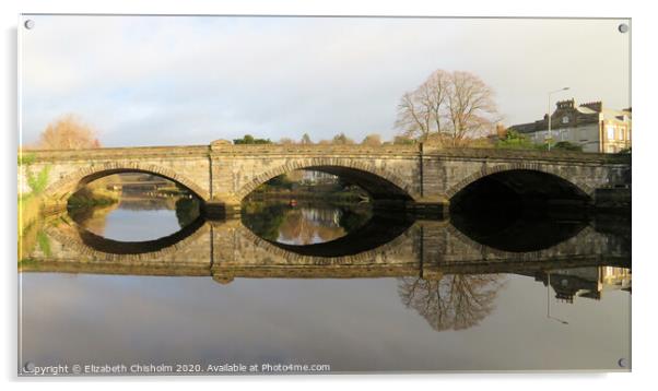 Totnes bridge reflections Acrylic by Elizabeth Chisholm