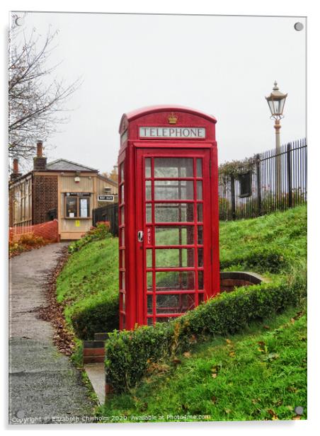 Red Telephone Box outside South Devon Railway Station Acrylic by Elizabeth Chisholm