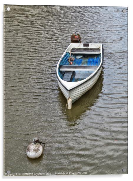 Boat, Buoys, Ripples and Raindrops  Acrylic by Elizabeth Chisholm