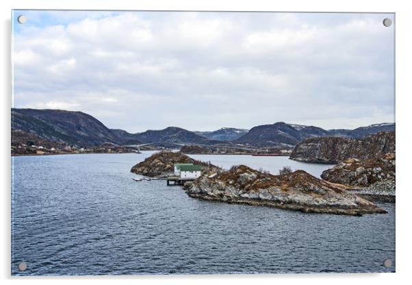 Norwegian Coastline with house Acrylic by Hazel Wright