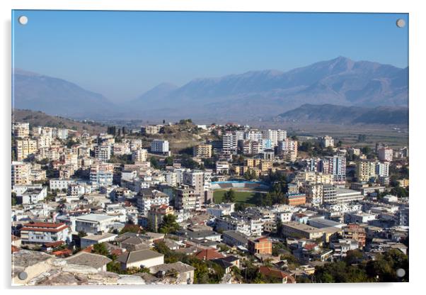 View over Gjirokaster, Albania Acrylic by Hazel Wright