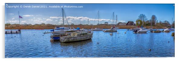 Boats on the River Stour (panoramic) Acrylic by Derek Daniel