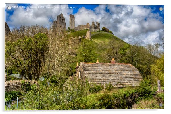 Corfe Castle Acrylic by Derek Daniel