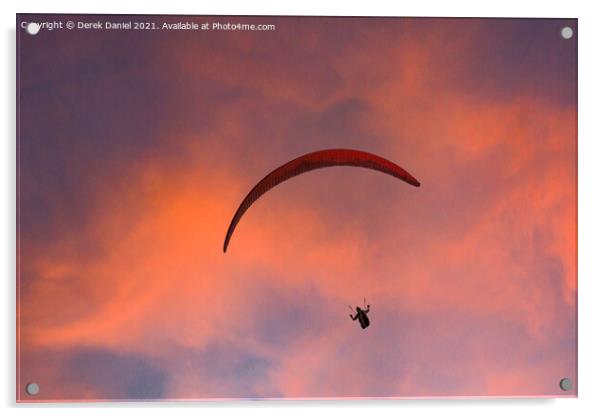 Colourful Paragliding Adventure Acrylic by Derek Daniel