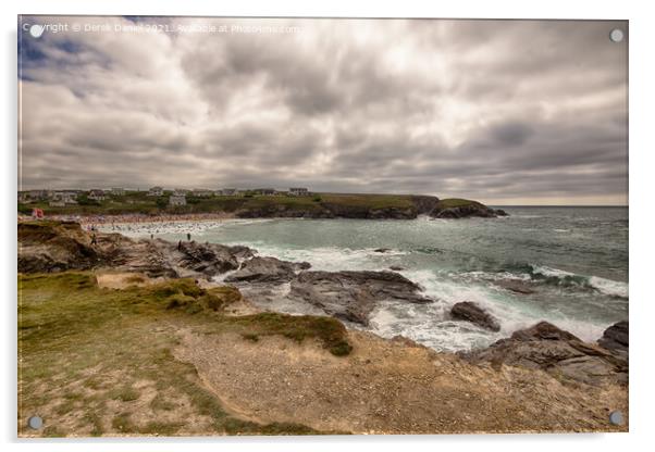 Coastline at Treyarnon Acrylic by Derek Daniel