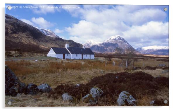 Black Rock Cottage in Winter, Glencoe, Scotland Acrylic by Derek Daniel