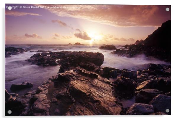 Sunset at Cape Cornwall Acrylic by Derek Daniel