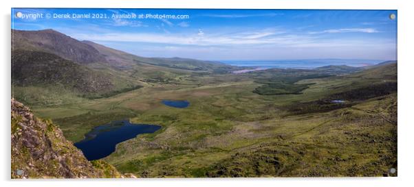 View from the top of Conor Pass (panoramic) Acrylic by Derek Daniel