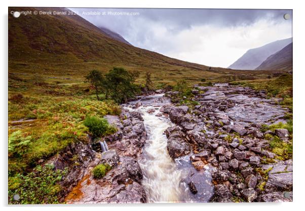 Glen Etive Waterfall Acrylic by Derek Daniel