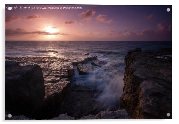 Sunrise around Portland, Dorset Acrylic by Derek Daniel