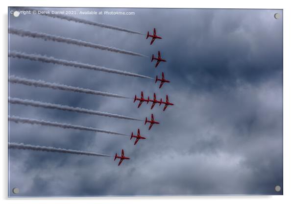 Thrilling Red Arrows Take Over Bournemouth Sky Acrylic by Derek Daniel