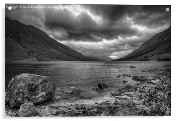 Black Clouds over Loch Etive (mono) Acrylic by Derek Daniel