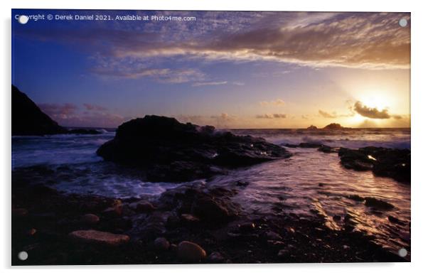 Sunset at Cape Cornwall #3 Acrylic by Derek Daniel