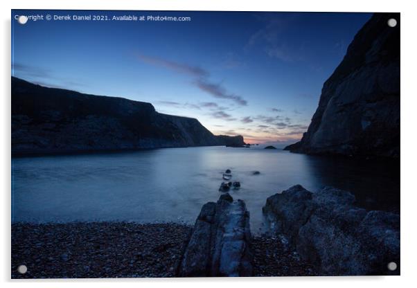 Man O'War Bay Sunrise, Dorset Acrylic by Derek Daniel