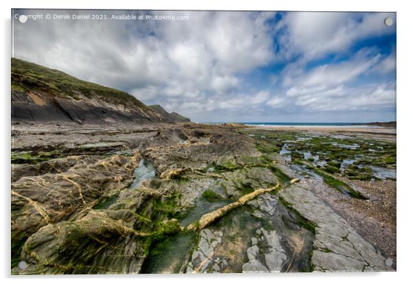 Crackington Haven, Cornwall Acrylic by Derek Daniel