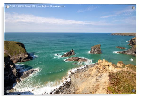 Bedruthan Steps, Cornwall Acrylic by Derek Daniel