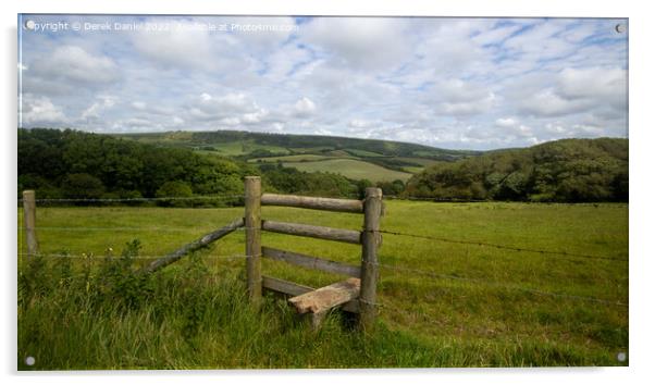 A Dorset Landscape Acrylic by Derek Daniel