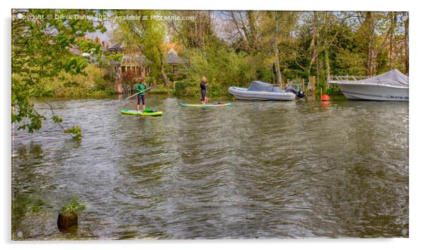 Paddle Boarders River Avon Acrylic by Derek Daniel