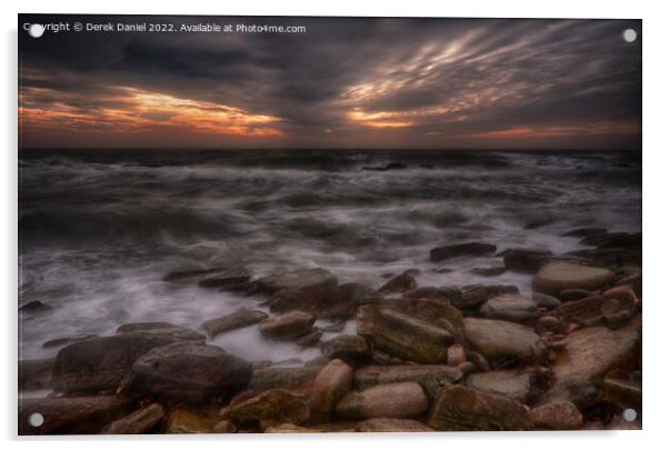 Moody Sunrise over Jurassic Coast Acrylic by Derek Daniel