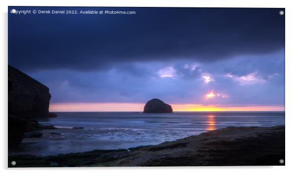 Trebarwith Strand, Cornwall (panoramic) Acrylic by Derek Daniel