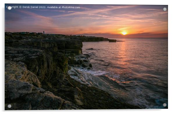 Sunrise around Portland, Dorset Acrylic by Derek Daniel