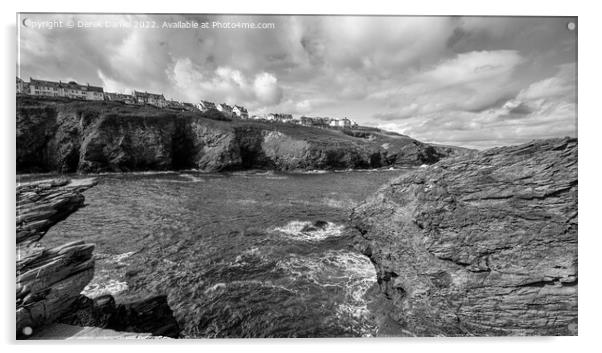 Port Gaverne, Cornwall (mono) Acrylic by Derek Daniel