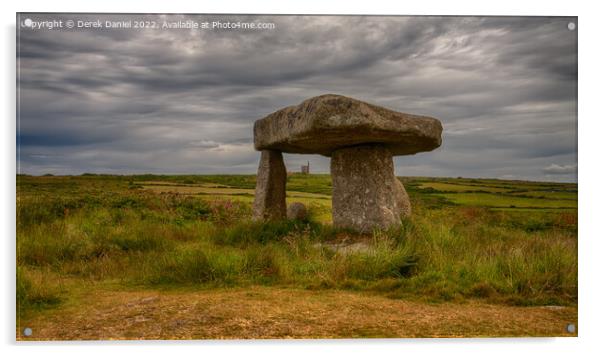 Ancient Megalith in Cornish Countryside Acrylic by Derek Daniel