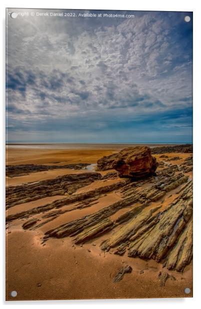 Rocks on Saunton Sands Acrylic by Derek Daniel