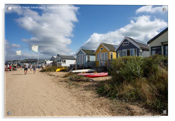 Beach Huts at Hengistbury Head  Acrylic by Derek Daniel