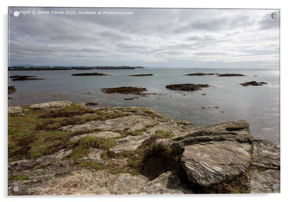 The view of Trearddur Bay from Lon Isallt, Anglese Acrylic by Derek Daniel