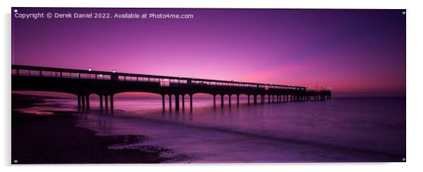 Boscombe Pier Sunrise (panoramic) Acrylic by Derek Daniel