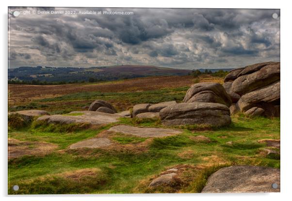 Majestic Owler Tor in Peak District Acrylic by Derek Daniel