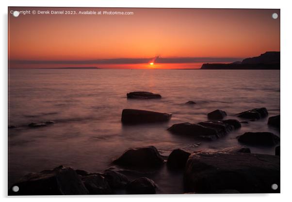 Captivating Kimmeridge Sunset Acrylic by Derek Daniel