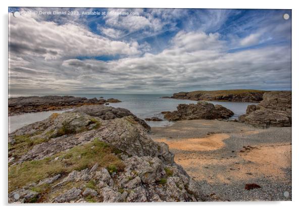 Moody Skies over Rocky Trearddur Bay Acrylic by Derek Daniel