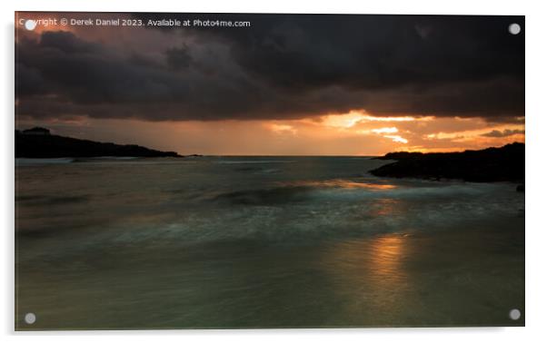 Majestic Sunset over Trearddur Bay Acrylic by Derek Daniel