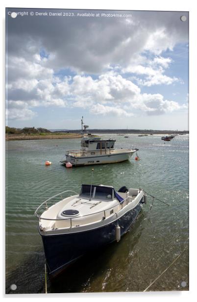 Boats at Keyhaven Acrylic by Derek Daniel