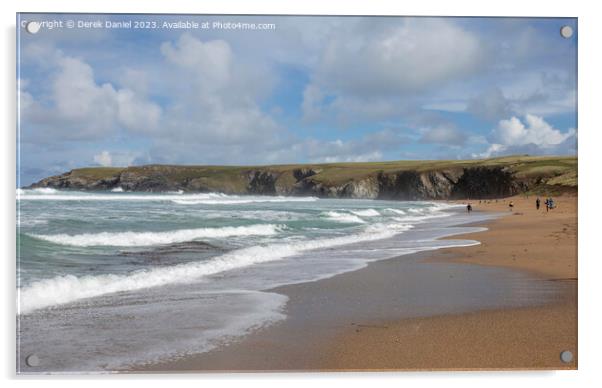 Holywell Beach, Cornwall Acrylic by Derek Daniel