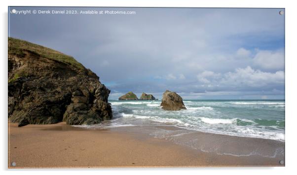 Holywell Beach, Cornwall Acrylic by Derek Daniel