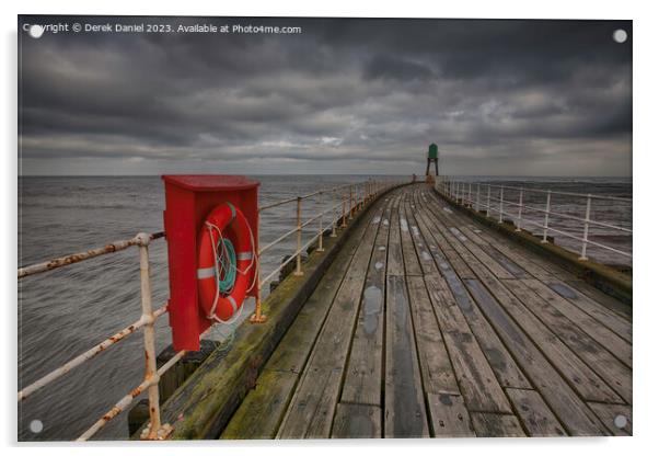 Whitby Pier, Whitby Harbour, West Yorkshire Acrylic by Derek Daniel