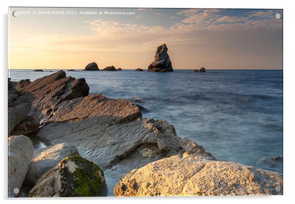 Sunrise at Mupe Rocks, Dorset Acrylic by Derek Daniel