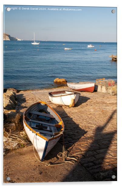 boats on the slipway at Swanage Acrylic by Derek Daniel