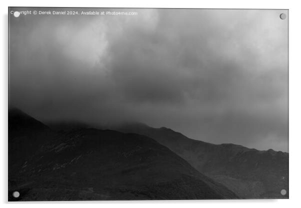 A Dark, Moody, Rainy day at Glencoe (mono) Acrylic by Derek Daniel