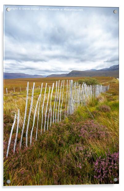 Snow Fence, Scottish Highlands Acrylic by Derek Daniel