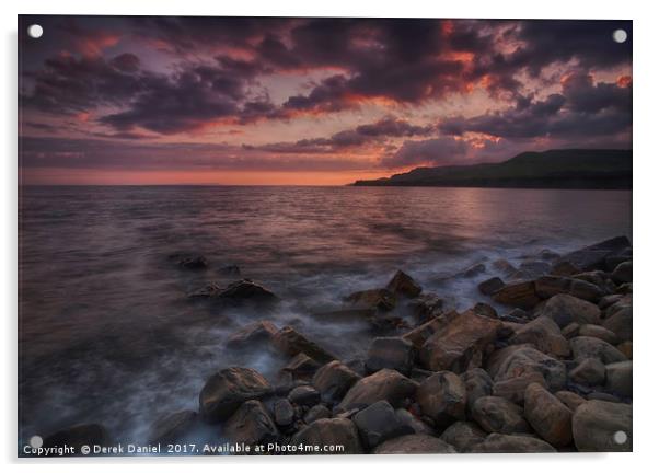 Kimmeridge Bay Sunset, Dorset Acrylic by Derek Daniel