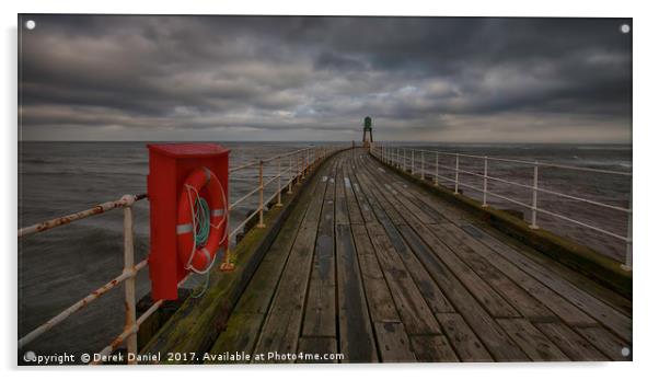 Whitby Pier, Whitby Harbour, West Yorkshire (panor Acrylic by Derek Daniel