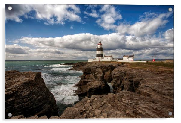 Hook Head Lighthouse, Co Wexford, Ireland  Acrylic by Derek Daniel