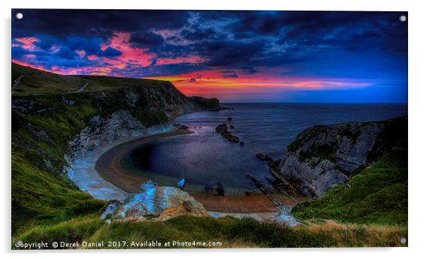 Man O'War Bay sunrise Acrylic by Derek Daniel